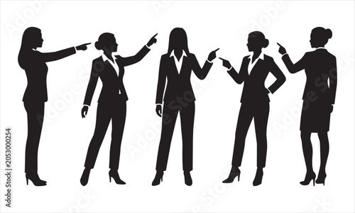 Silhouettes of business women pointing