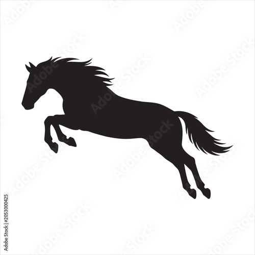 Silhouette of a jumping horse
