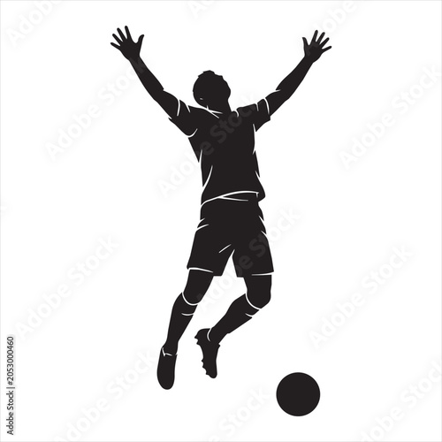 Soccer player celebrating goal silhouette