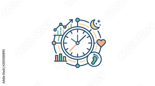 Time management and productivity concept with icons.