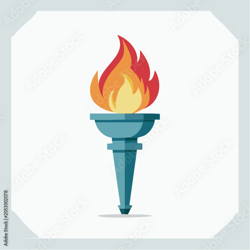 Flat design torch with flame