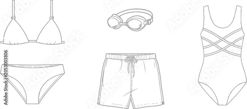 Canvas Print swimwear line art on white background