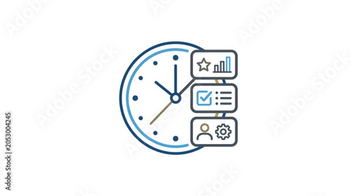 Tableau sur toile Time management concept with clock and task list icons.