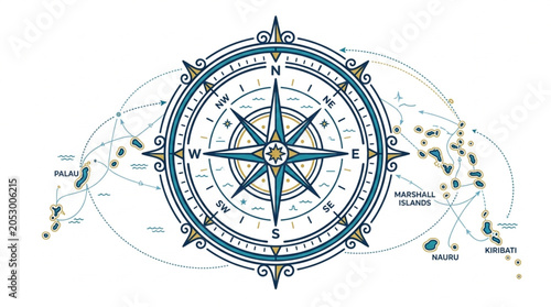 Quadro su tela Vintage Compass Rose Nautical Navigation Tool.