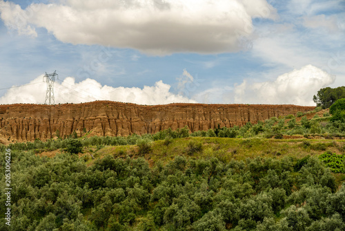 Red cliffs of El Marchal in Granada Geopark landscape