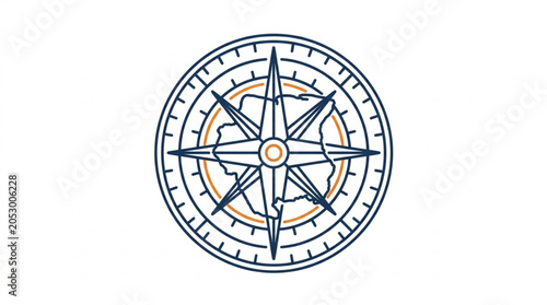Tablou pe pânză Vintage Compass Rose Nautical Navigation Tool.