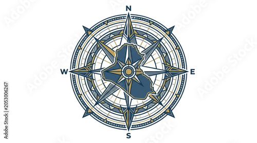 Obraz na płótnie Vintage Compass Rose Nautical Navigation Tool.