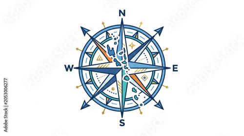 Картината върху платно Vintage Compass Rose Nautical Navigation Tool.
