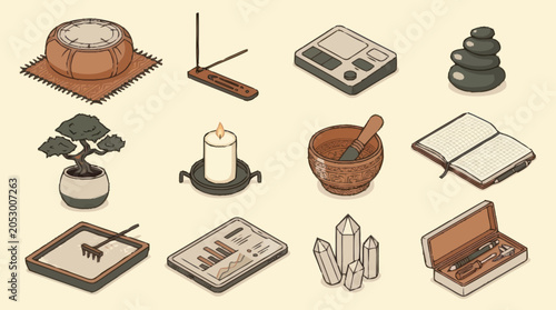 Canvas Print Zen Garden Objects and Symbols for Meditation and Relaxation.