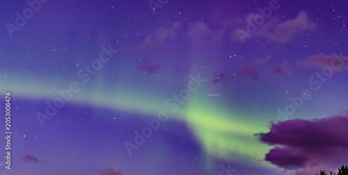 Aurores boréales illuminant le ciel nocturne arctique
