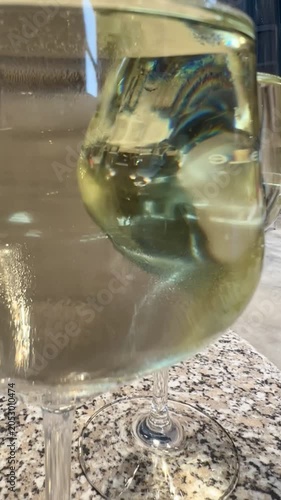 White wine in glasses