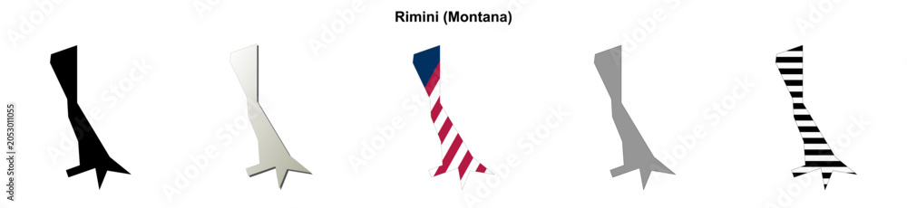 Obraz premium Rimini (Montana) blank outline map set