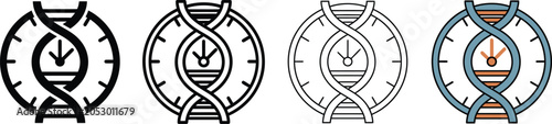 Foto Abstract representation of the passage of time and genetic sequencing with a clo