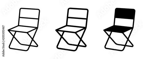 Photos Folding Chair Icons, Simple Black and White Vector Graphics, Minimalist Furnitur
