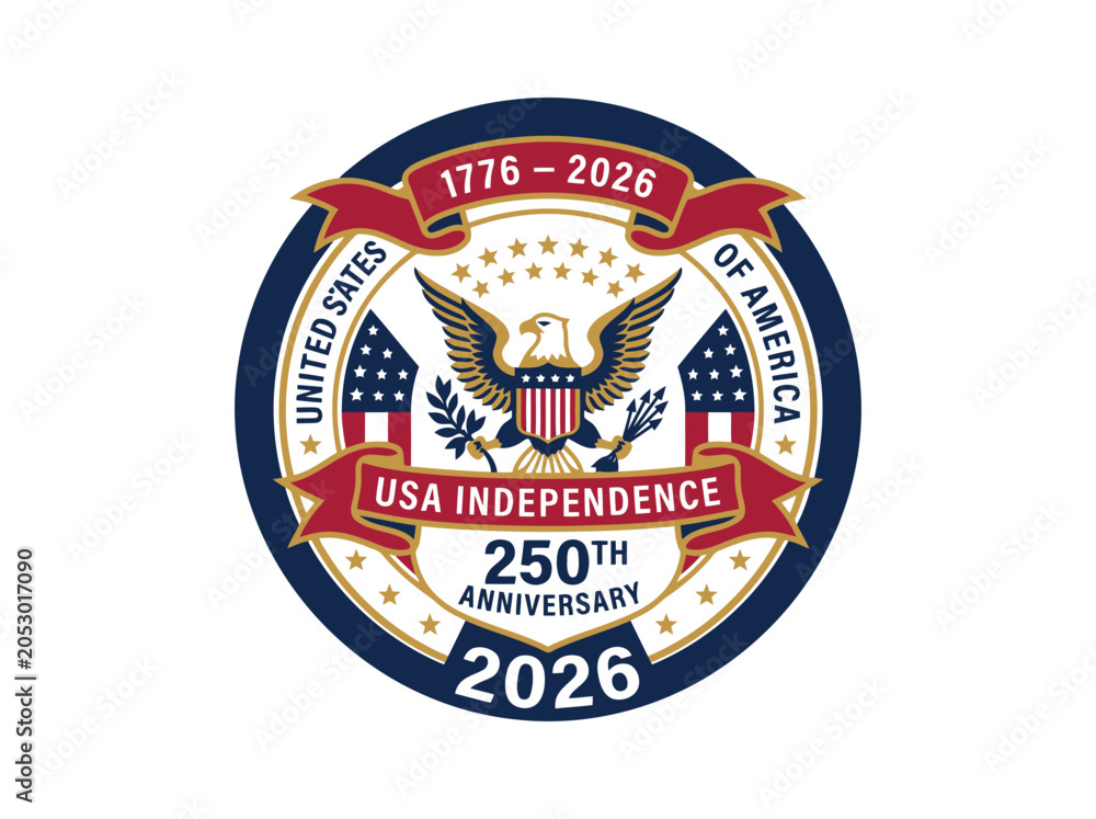 Fototapeta premium Usa independence 250th anniversary 17762026 emblem editable vector file isolated on transparent background