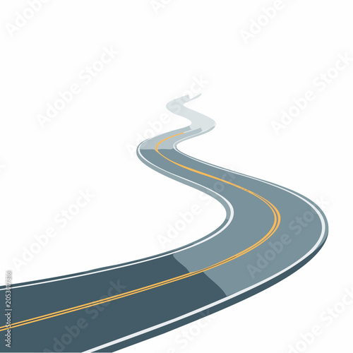 Winding Asphalt Road with Yellow Lines