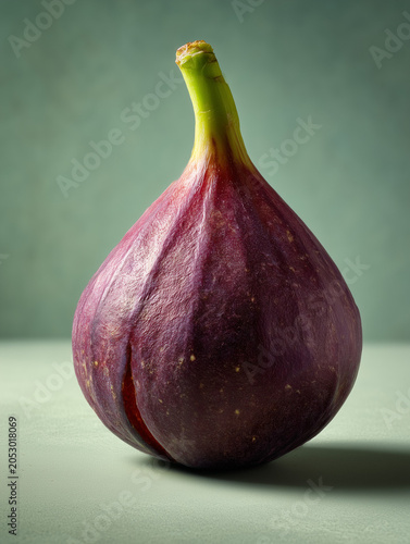 Fresh purple fig fruit on light green surface