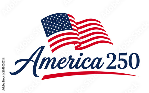America 250 Logo with American Flag Design