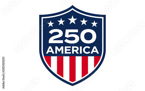 Shield Logo with Stars and Stripes Design, America 250 Emblem
