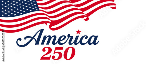 America 250 Patriotic Flag Design with Red, White, and Blue Colors