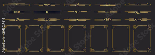 Foto Gold photo frame and vintage text dividers