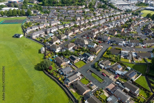 Photos Aerial view of a residential neighbourhood in Penrith Cumbria England UK showing