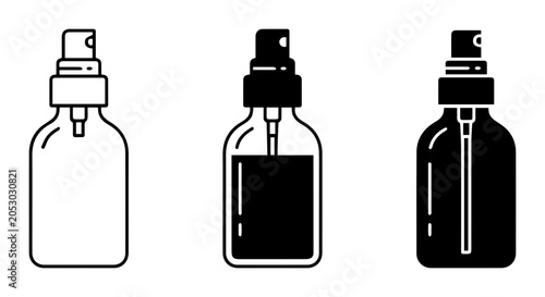 Bild auf Leinwand Spray Bottle Icons, Atomizer Bottle Vector Set, Cosmetic Container Graphics