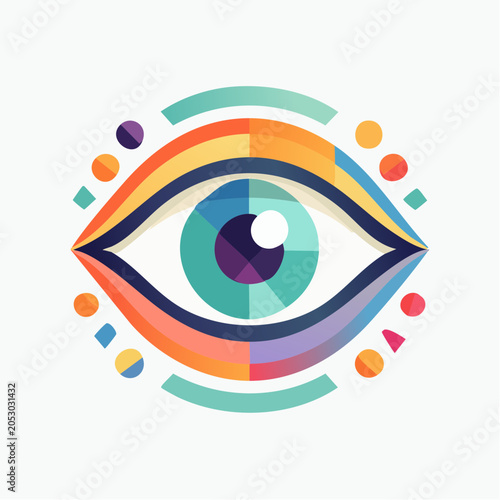 Abstract Geometric Eye Illustration with Colorful Design