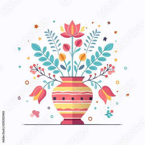 Colorful Floral Arrangement in Decorative Vase