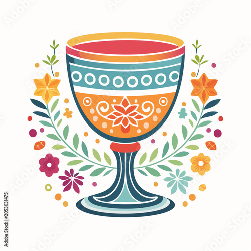 Decorative Goblet with Floral Wreath