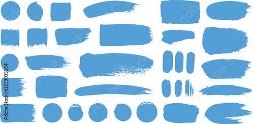 Blue Paint Brush Strokes And Shapes vector illustration