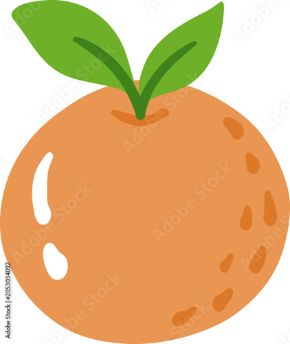 cute orange juice fruit with leaf vector cartoon illustration 