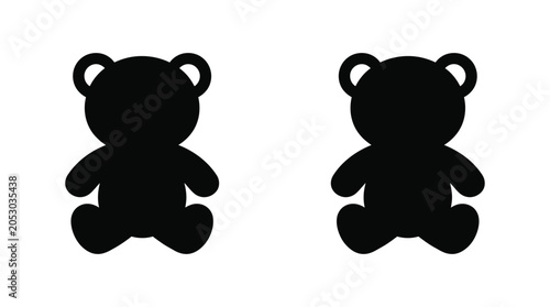 Obraz na płótnie Two Black Silhouette Teddy Bears On A White Background