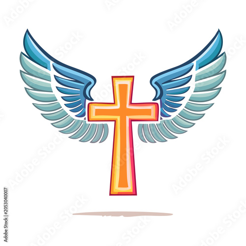 Christian Cross with Angel Wings