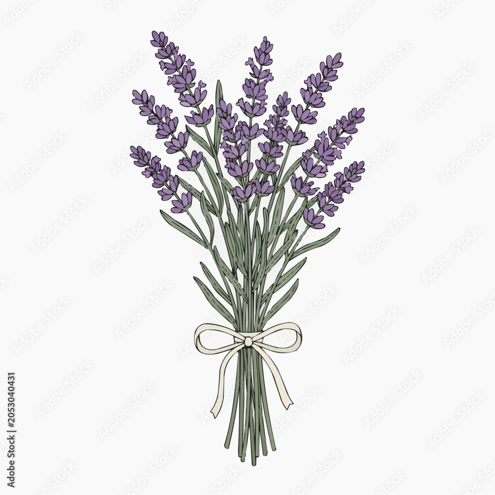 Fototapeta premium A bunch of lavender flowers tied with a ribbon