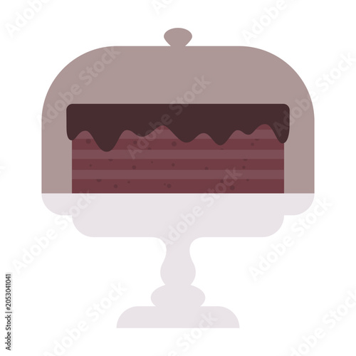 Birthday cake on a stand, decorated with berries. Vector illustration EPS10