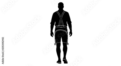 Foto Silhouette of a man wearing traditional Bavarian lederhosen clothing