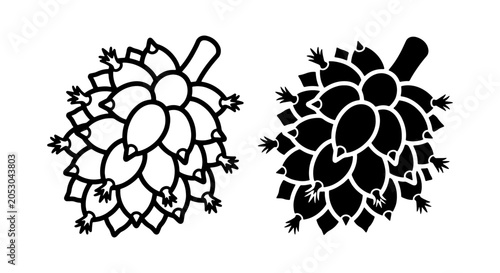 Prickly Pear Cactus Fruit Vector Icons, Opuntia Berry Silhouette, Desert Plant Graphic Elements, Food Illustration
