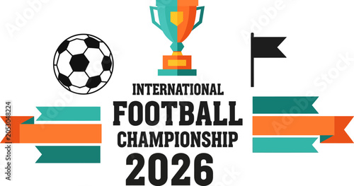 Modern Football Championship 2026 Vector Logo with Soccer Ball and Trophy