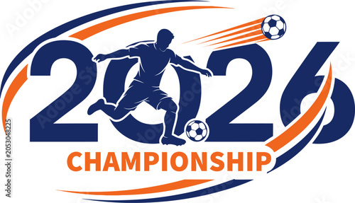 2026 football championship logo soccer player kicking ball