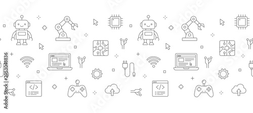 Fotografía STEM science education repeating pattern with elementary school line icons