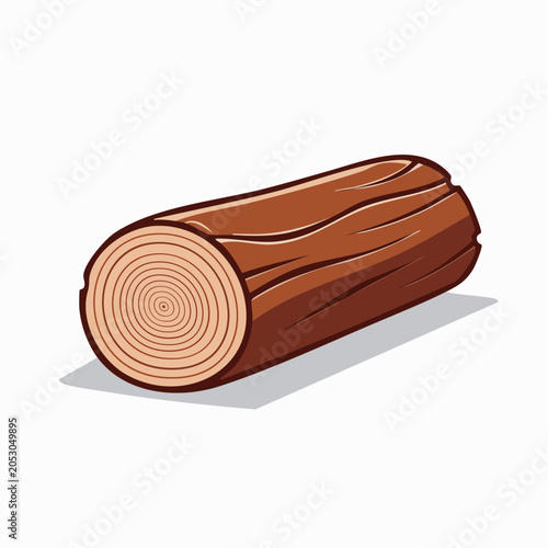 Illustration of a single brown wood log with visible rings