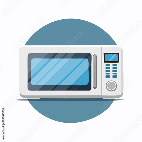 Illustration of a White Microwave Oven