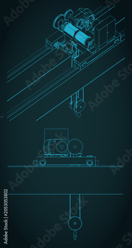 Foto Double girder overhead crane electric chain hoist blueprints