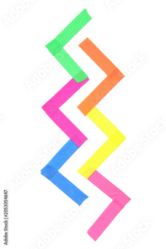 Strips of colorful adhesive...