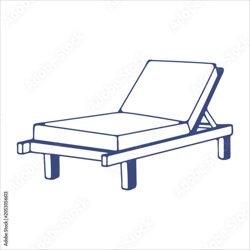 A hand-drawn beach lounger on a white background.