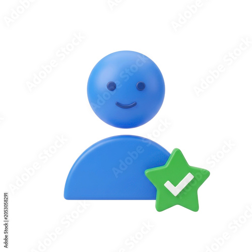 User profile icon with a green star checkmark on a transparent background PNG image