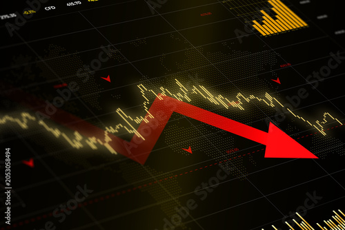Fotografía Downward Trend of Gold Stock Market Graph