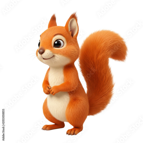 Cute orange squirrel standing on a transparent background PNG file