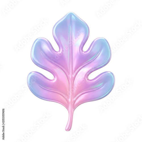 Iridescent Holographic Metallic Oak Leaf PNG File